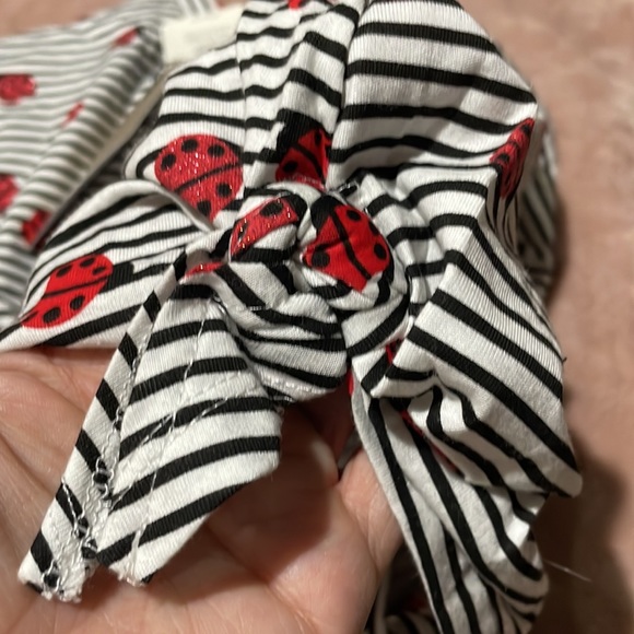 Zara 6 black white stripe ted glitter ladybugs short sleeve t shirt hip knot nwt - Picture 7 of 9
